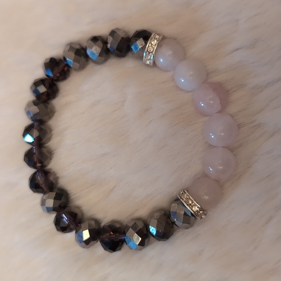Avon| I Wish You Beaded Bracelet-LOVE- Pink Stone and Black Crytals Beads - Picture 6 of 9
